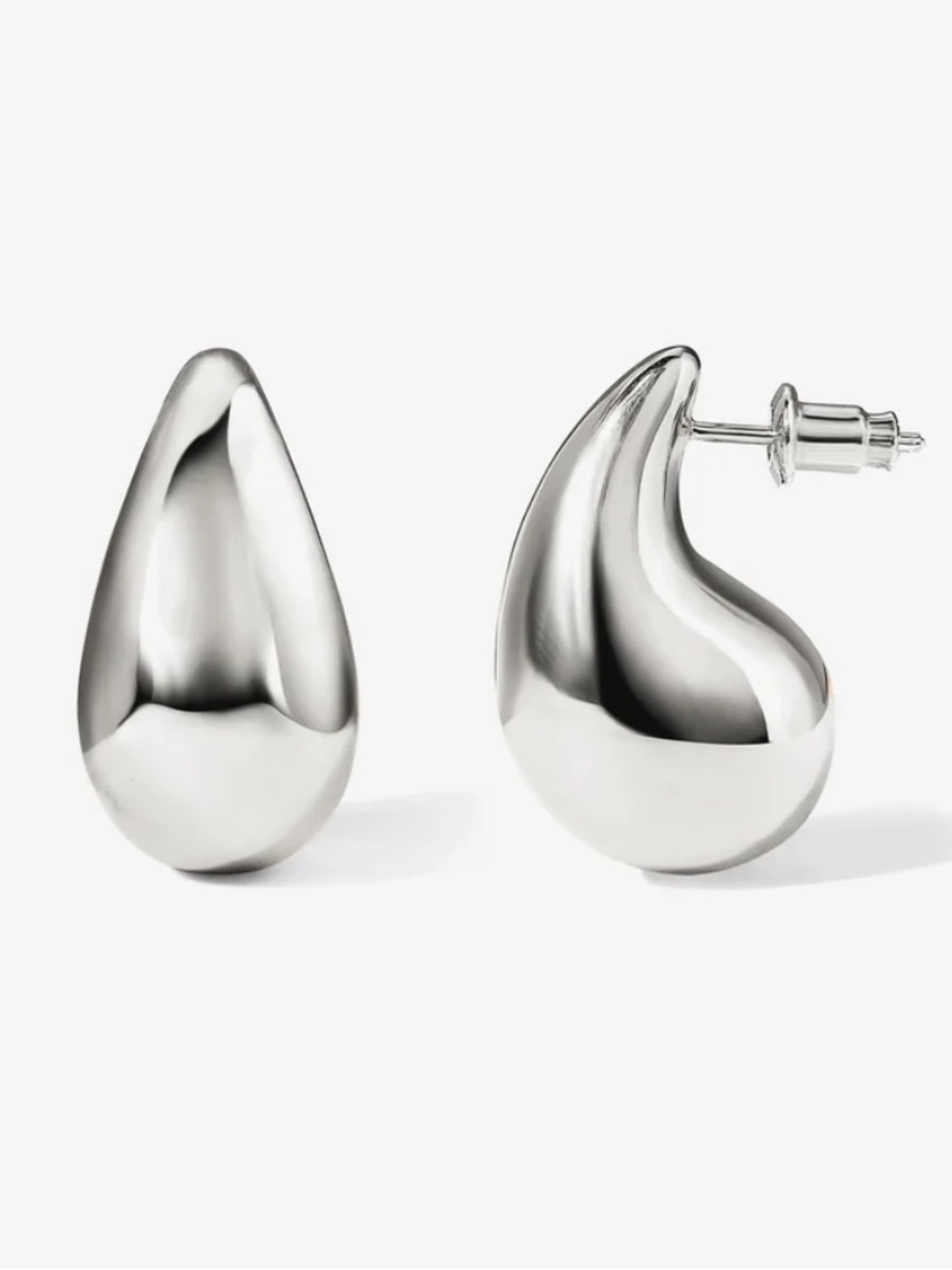 White Gold Plated Drop Teardrop Stud Earrings